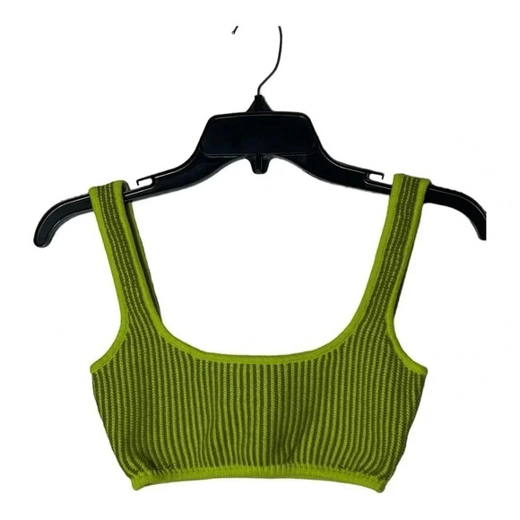 1789. REVOLVE X FOR LOVES & LEMONS GEMMA BRALETTE SIZE XSMALL KNITTED LIME GREEN - Picture 2 of 8